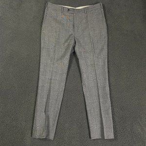 Suitsupply Pants Mens 34x28.5 Gray Check Brescia Slim Fit Dress Pants 100% Wool